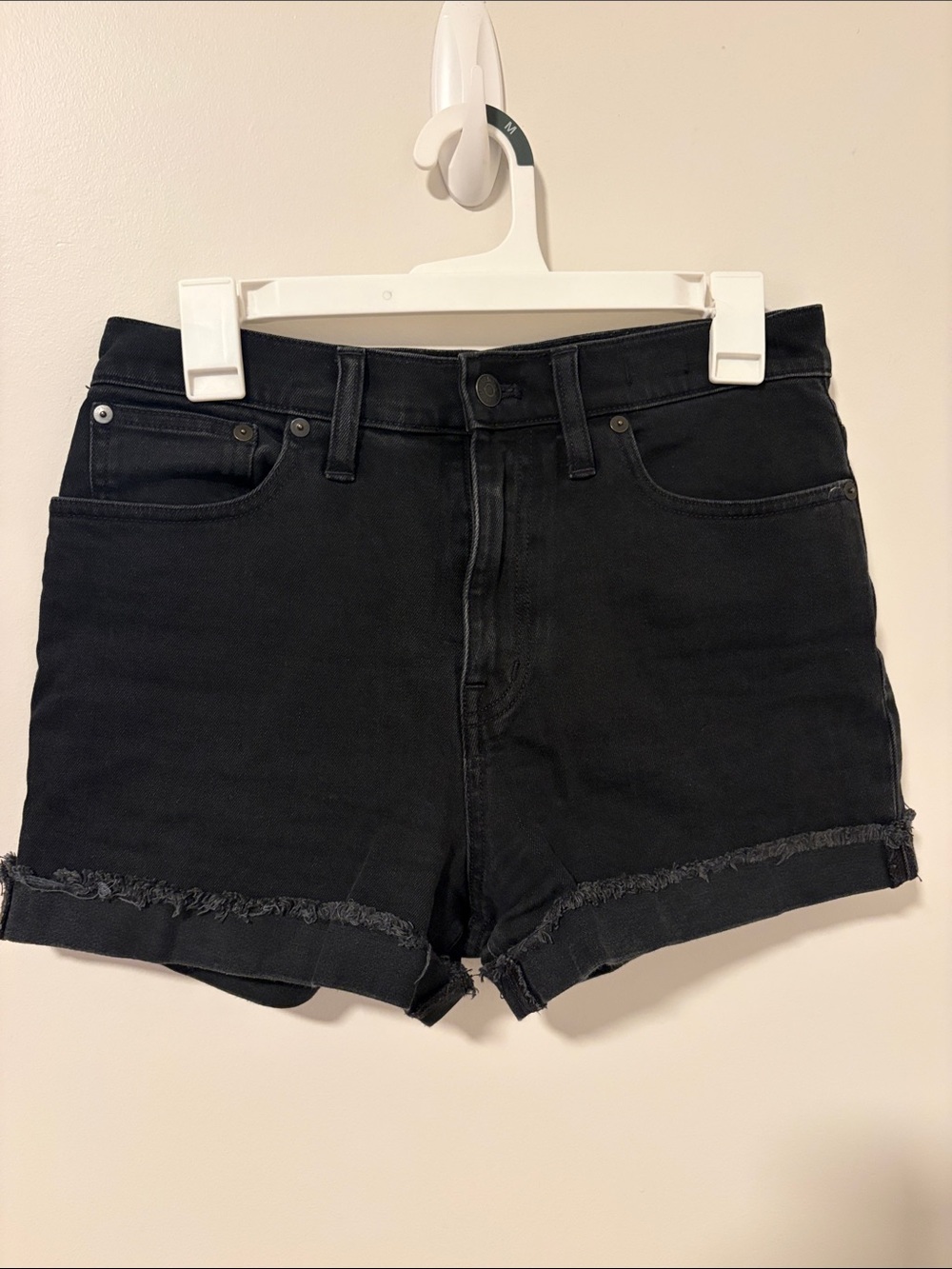 Madewell Black High Rise Denim Shorts Size 27 4’ Inseam